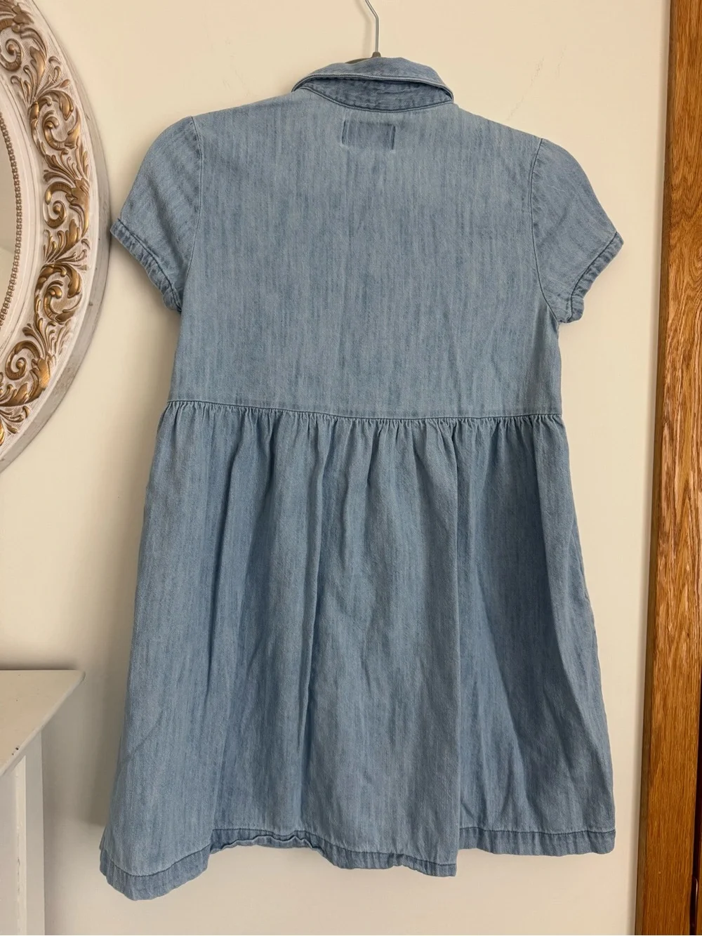 Old Navy Light Blue Denim Button-Front Kids Dress, L